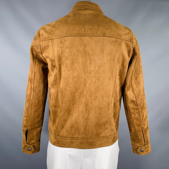 EMPORIO ARMANI Size L Camel Faux Suede Zip Up Jacket