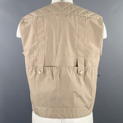 MISBHV Size S -Fisherman- Beige Brown Checkered Polyester Cargo Vest