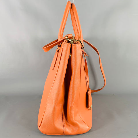 PRADA Galleria Orange Saffiano Leather Top Handles Handbag