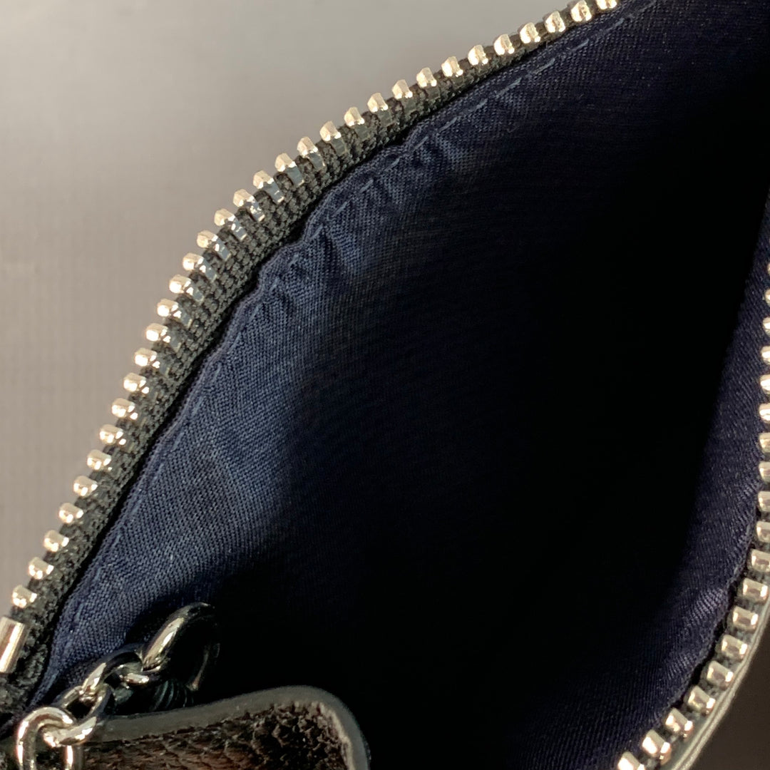 TUMI Black Silver Pebble Grain Leather Keyring Wallet