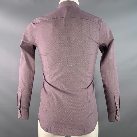 TED BAKER Size XS Femme Purple White Geometric Cotton Spread Collar Long Sleeve Shirt