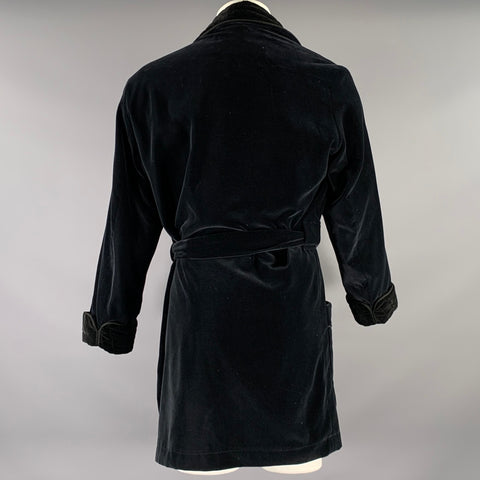 DANIEL A HANSON Size M Black Mixed Patterns Cotton Smoking Robe