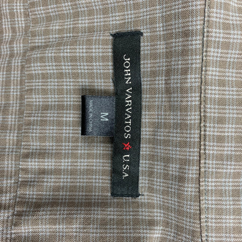 JOHN VARVATOS Taille M Chemise à manches longues en coton à carreaux marron