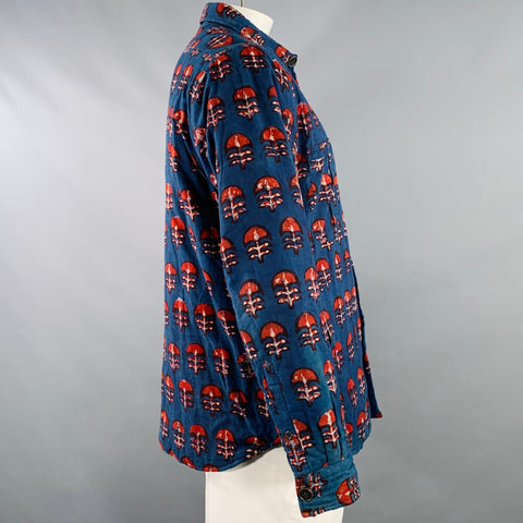 KARDO Size XL Navy Burgundy Quilted Cotton Jacket