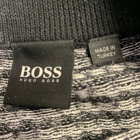 HUGO BOSS Size XL Black White Houndstooth Cotton Crew Neck Pullover