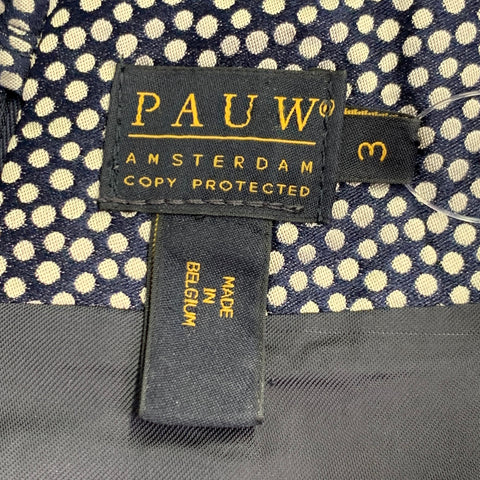 PAUW Size L Navy Cream Silk Dots Pleated Skirt