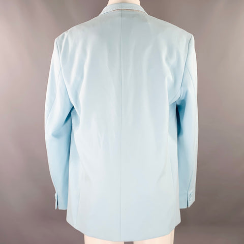 MARTIN ASBJORN Size 40 Long Light Blue Shawl Collar Sport Coat