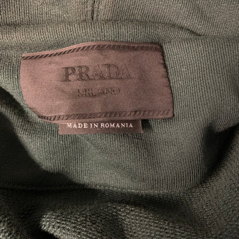PRADA Size M Green Cotton Hooded Sweatshirt