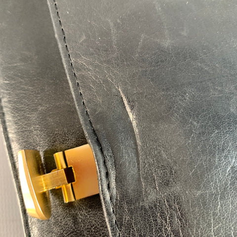 DONNA KARAN Black Gold Leather Wallet