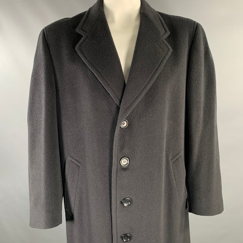 CANALI Size XL Black Wool Blend Coat