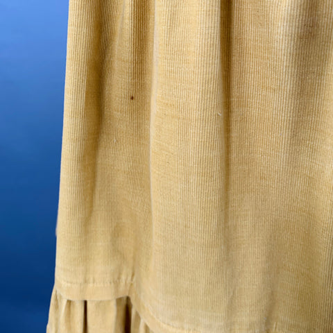 KENZO Size S Yellow Corduroy Layered Side Zipper Skirt