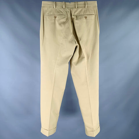 Pantalon décontracté LUCIANO BARBERA taille 30 en coton beige à devant plat