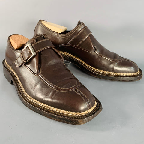 A. TESTONI Size 10.5 Brown Leather Monk Strap Split Toe Loafers