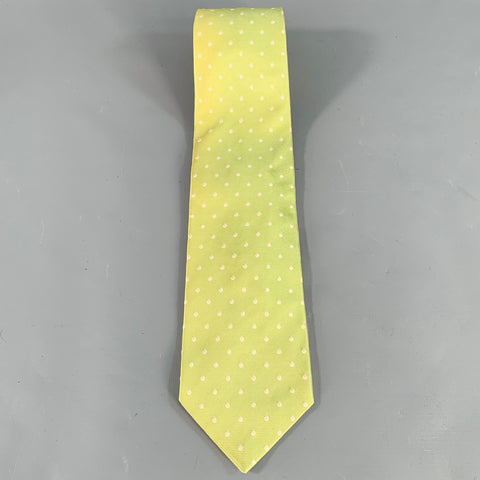 ERMENEGILDO ZEGNA White Lime Dots Silk Tie