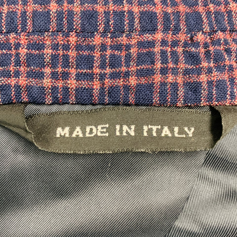 SAKS FIFTH AVENUE Size 44 Purple Navy Plaid Wool Blend Sport Coat