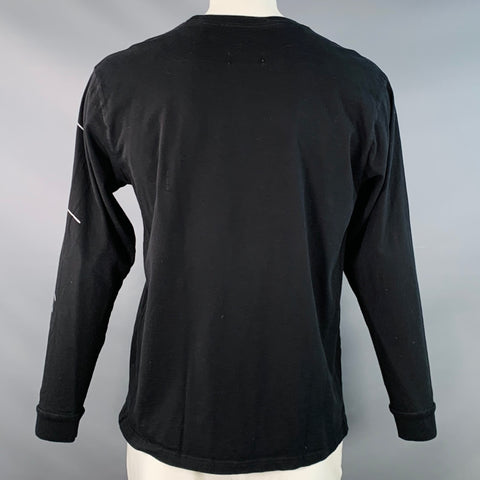 YOHJI YAMAMOTO Size XXL Black Grey Logo Cotton Crew Neck Pullover