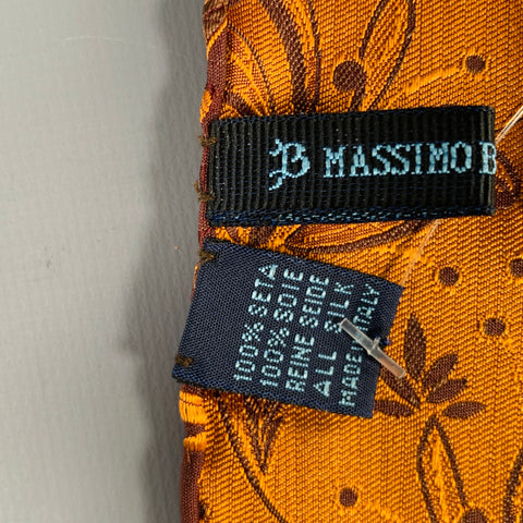 MASSIMO BIZZOCCHI Brown Gold Jacquard Silk Pocket Square