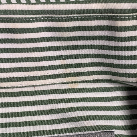 ETRO Size 45 Green White Stripe Cotton Curved Cutaway Long Sleeve Shirt