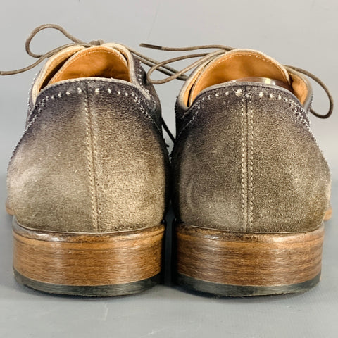 JOHN VARVATOS Size 10 Antique Grey Suede Oxford Lace-Up Shoes