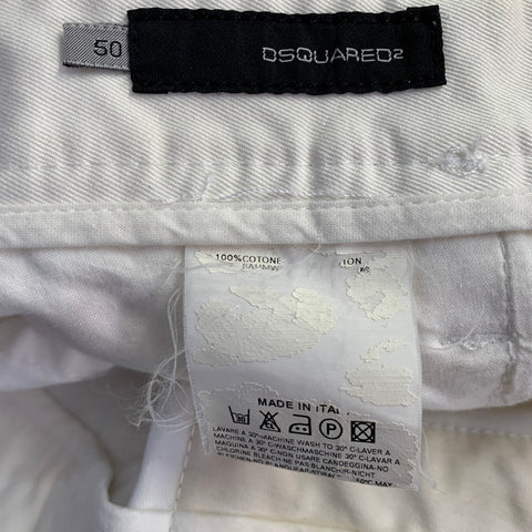 DSQUARED2 Size 34 Cream Twill Cotton Straight Casual Pants