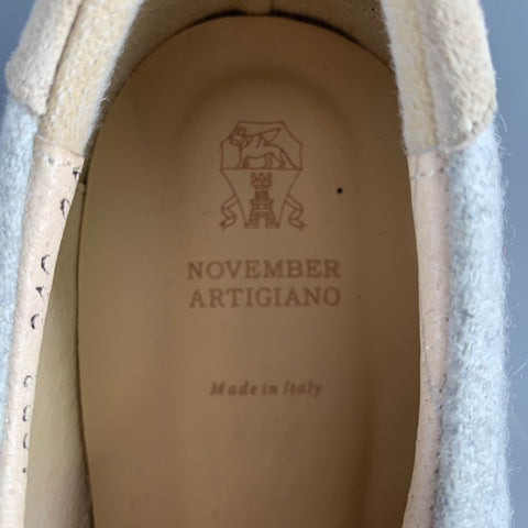 BRUNELLO CUCINELLI Size 7.5 Grey Tan Flannel Color Block Low Top Sneakers