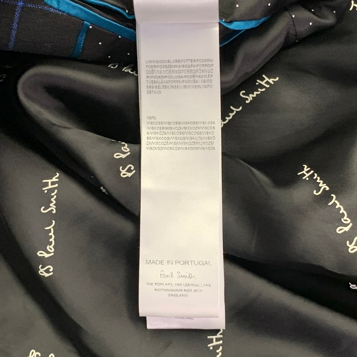 PAUL SMITH Size M Black Blue Orange Window Pane Double Breasted Jacket Blazer