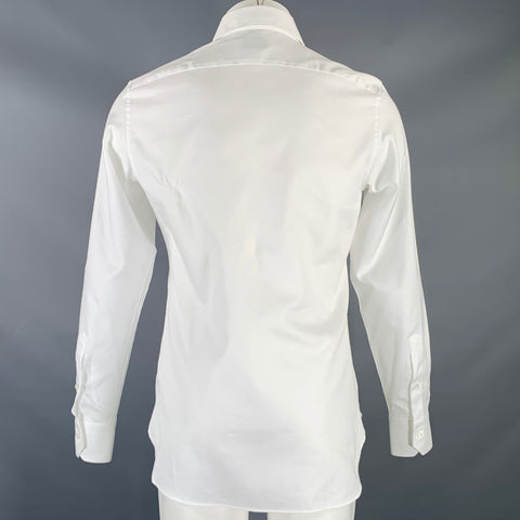 ERMENEGILDO ZEGNA Size S White Cotton Cutaway Collar Long Sleeve Shirt
