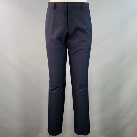 BURBERRY LONDON Size 38 Navy Wool Notch Lapel Flat Front Suit