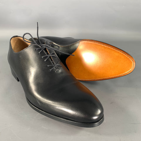 MAGNANNI Size 11.5 Black Solid Leather Lace Up Shoes