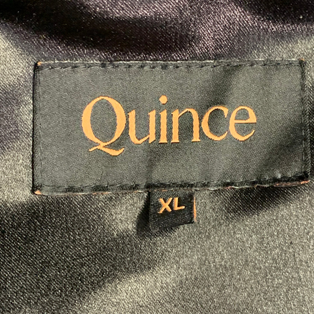 QUINCE Size XL Black Sheepskin Leather Bomber Jacket