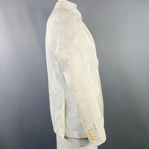MOODS OF NORWAY Size 42 White Jacquard Cotton Blend Notch Lapel Sport Coat