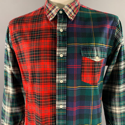 RALPH LAUREN Size XL Red Blue Green Mixed Plaid Flannel Long Sleeve Shirt