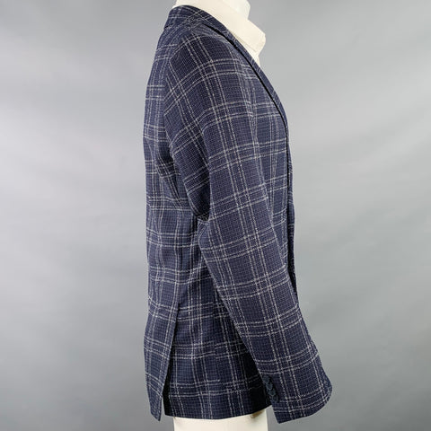 Veste Sport HUGO BOSS Taille 40 Carreaux Marine Blanc Mélange Laine Vierge
