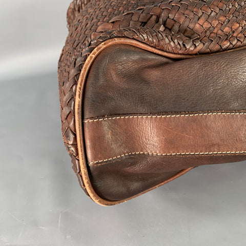 GIORGIO BRATO Brown Woven Leather Tote Handbag