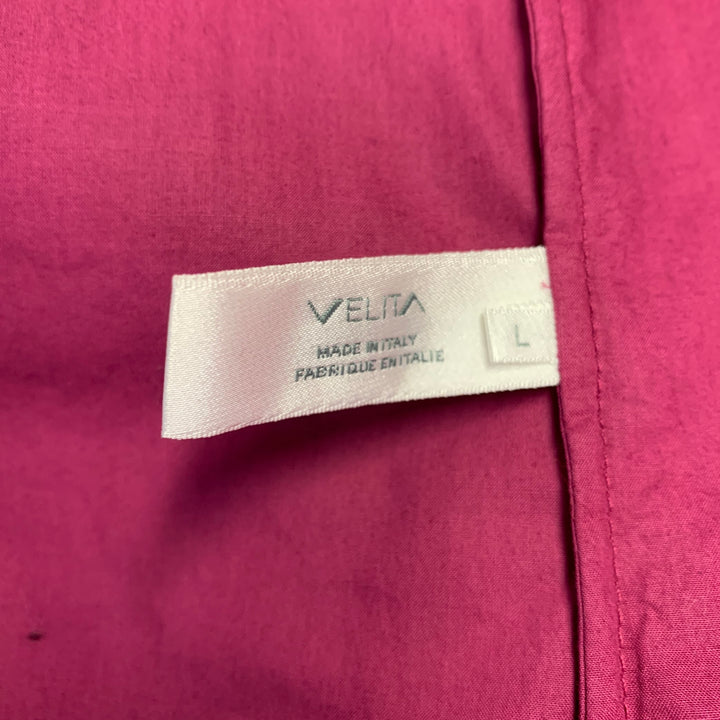 VELITA Size L Pink Fuchsia Hidden Buttons Blouse