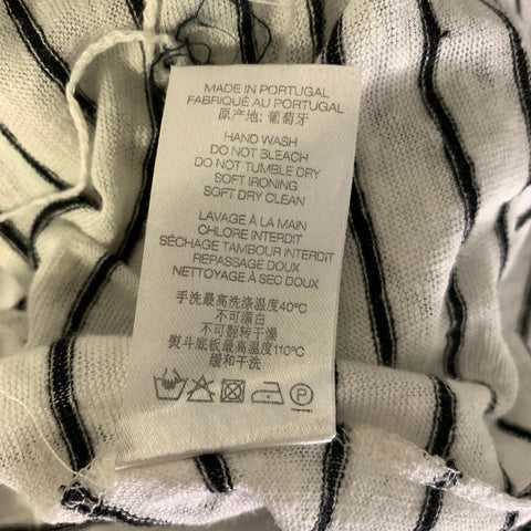 IRO Size S White Black Stripe Linen Scoop Neck T shirt