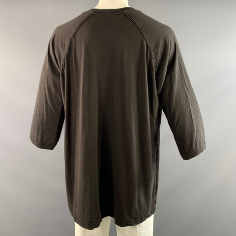 O PROJECT Size XL Black COTTON HEMP 3/4 Sleeves Long Sleeve Shirt
