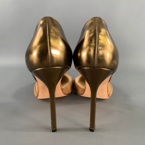 MANOLO BLAHNIK Size 9.5 Brown Metallic Suede Two Tone Suede Pointed Toe Pumps