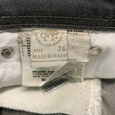 DIESEL Taille 26 Jean gris anthracite en coton élasthanne avec braguette boutonnée