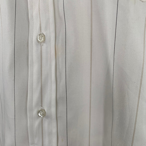 SERO Size 16.5 White Beige Stripe Cotton One Pocket Long Sleeve Shirt