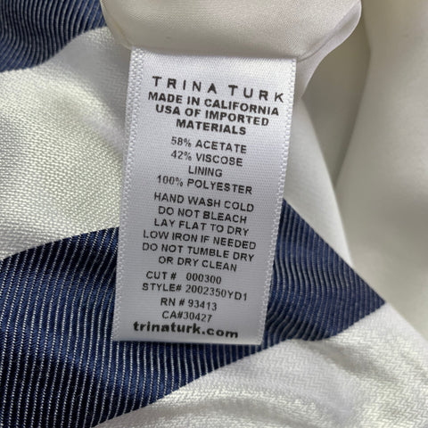 TRINA TURK Size 8 Blue White Acetate Blend Stripe Halter Dress