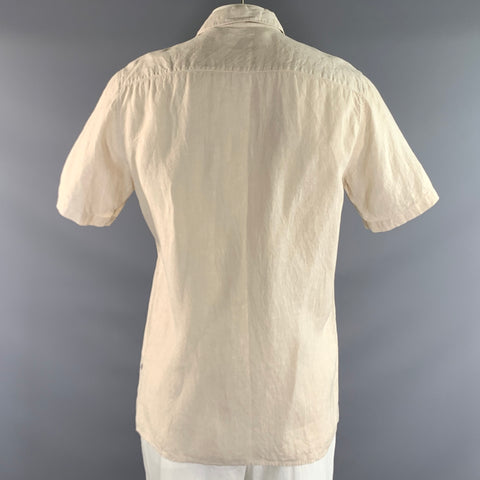 NN07 Size L Tan Linen Camp Short Sleeve Shirt