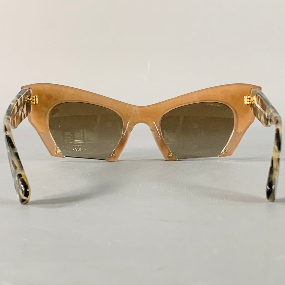 MIU MIU Rasoir Silver Taupe Rhinestones Acetate Semi Rimless Cat Eye Sunglasses