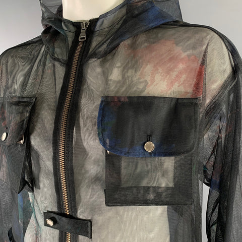 ANDERSSON BELL Blouson à capuche zippé noir à fleurs Taille L