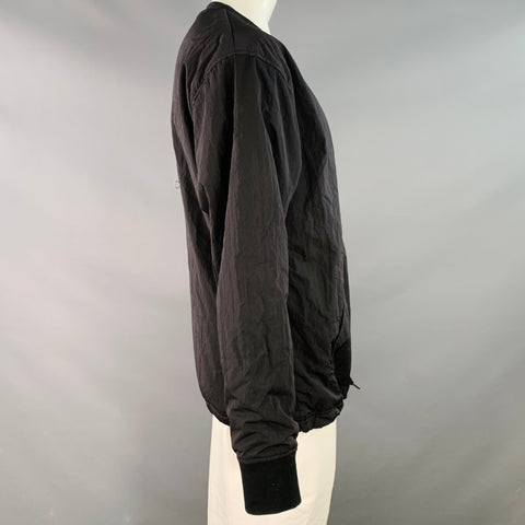 OUR LEGACY AW14 BLACK WAVE Size L Black Polyamide Crew Neck Kangaroo Pocket Sweatshirt