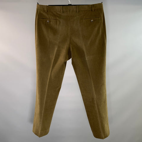 LORO PIANA Size 40 Green Olive Solid Cotton Flat Front Casual Pants