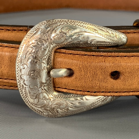 SILVER CREEK Size 38 Tan Leather Belt