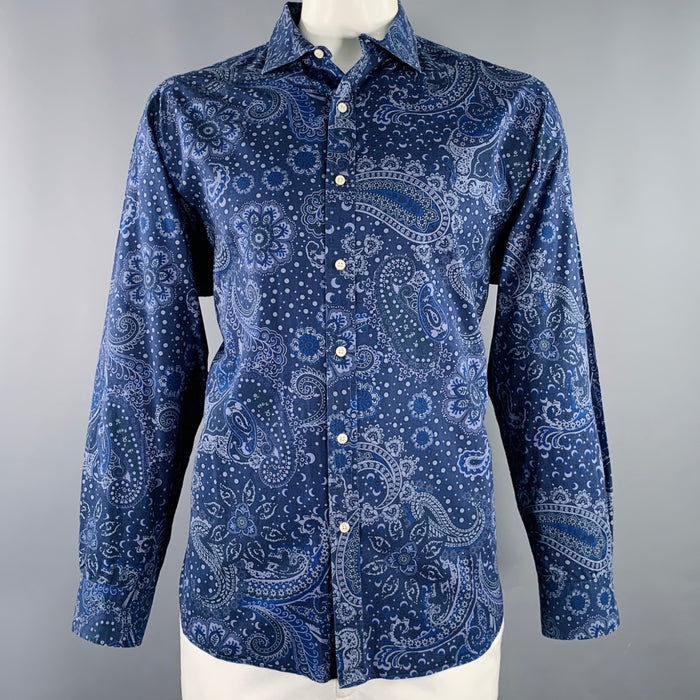 POLO by RALPH LAUREN Size XXL Blue Grey Paisley Cotton Long Sleeve Shirt