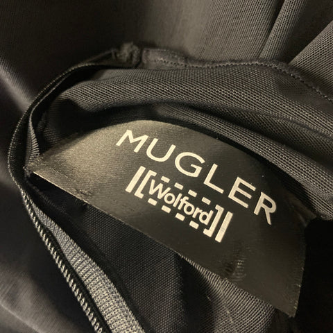 MUGLER Size M Black Polyamide Blend Sheer Cocktail Dress