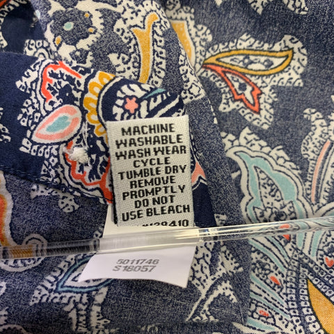 SID MASHBURN Size L Navy Multi-Color Paisley Floral Cotton Long Sleeve Shirt